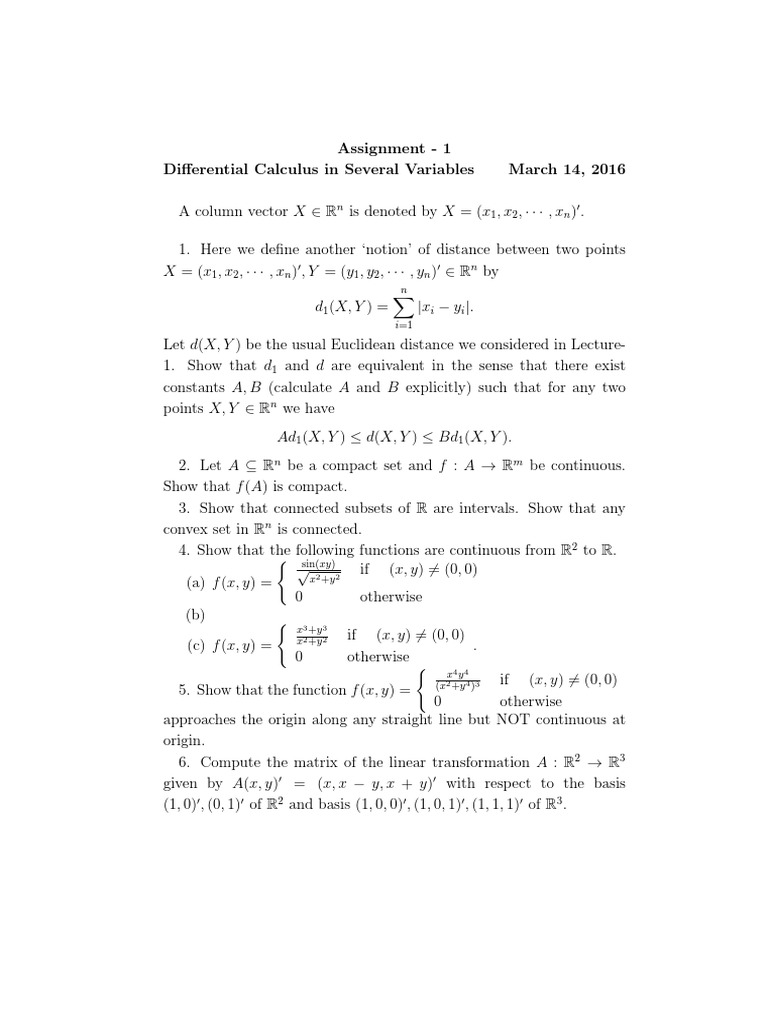 Differential Calculus Assignment Overview | PDF | Derivative | Function ...