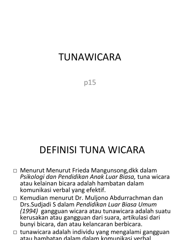 Tuna Wicara | PDF | Seni & Disiplin Bahasa