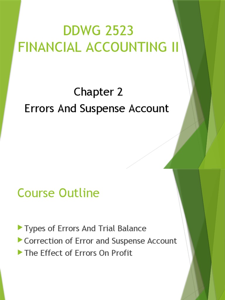 Chapter 2 Errors and Suspense Account PDF Debits And Credits