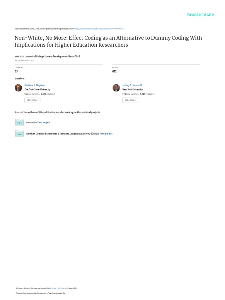 Effect Coding Easy Read PDF Regression Analysis Dummy Variable