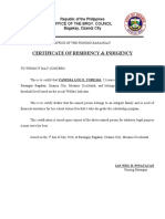 Certificate of Residency & Indigency: Republic of The Philippines Office of The Brgy. Council Bagakay, Ozamiz City