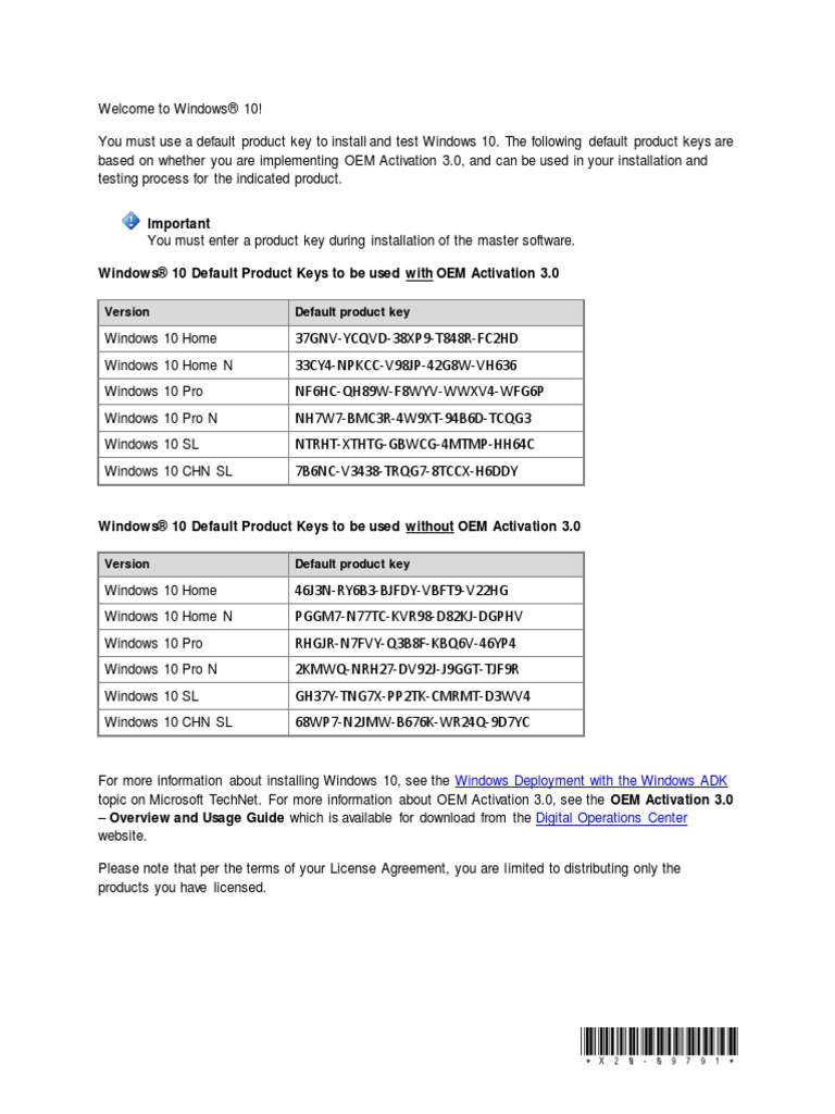 Windows 10 Default Product Keys List | PDF | Computers | Technology ...