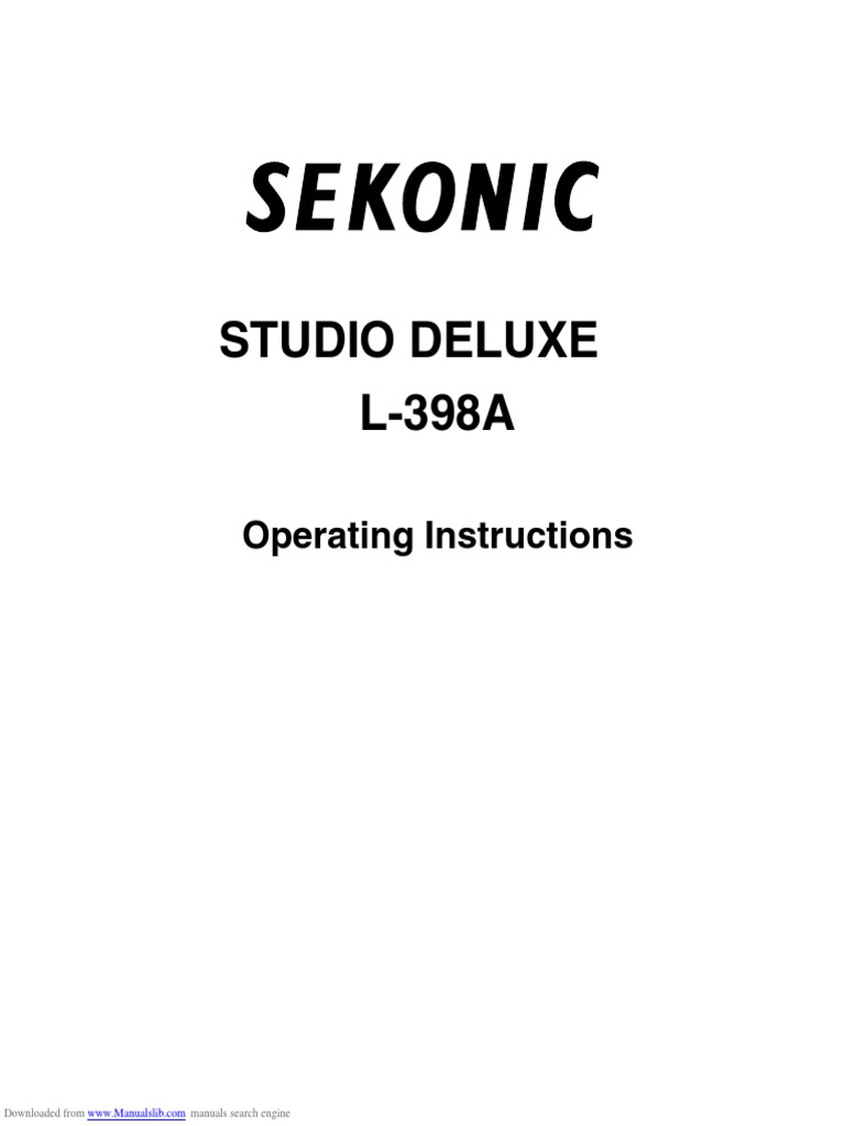 Studio Deluxe L398A Operating Instructions PDF Exposure (Photography) Film Speed