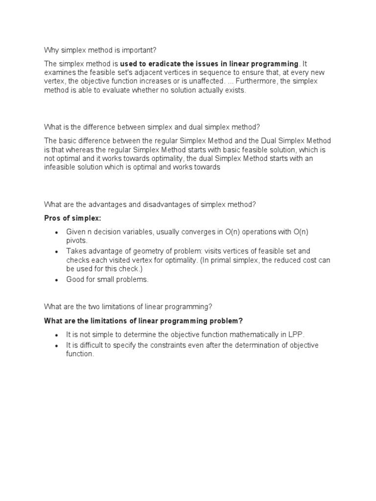 Simplex vs. Dual Simplex Methods Explained | PDF