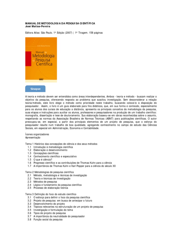 Manual de Metodologia da Pesquisa Científica | PDF | Método científico ...