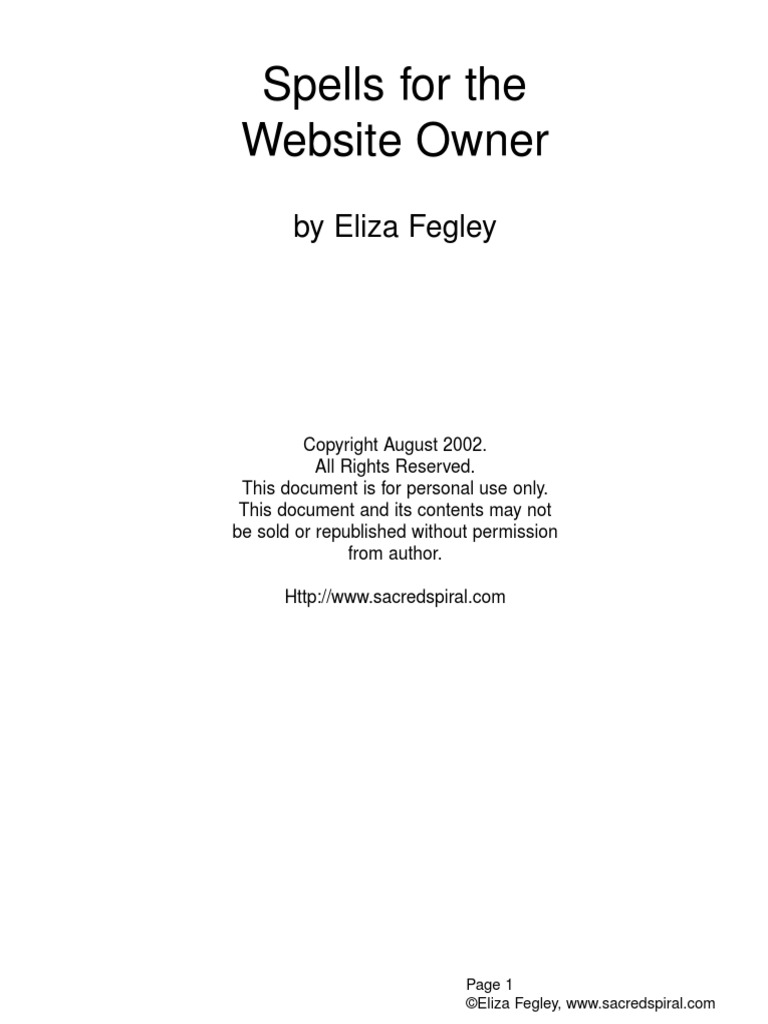 Spells For The Website Owner | PDF