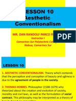 Lesson 10 Aesthetic Conventionalism: Mr. Dan Randolf Parco Francia