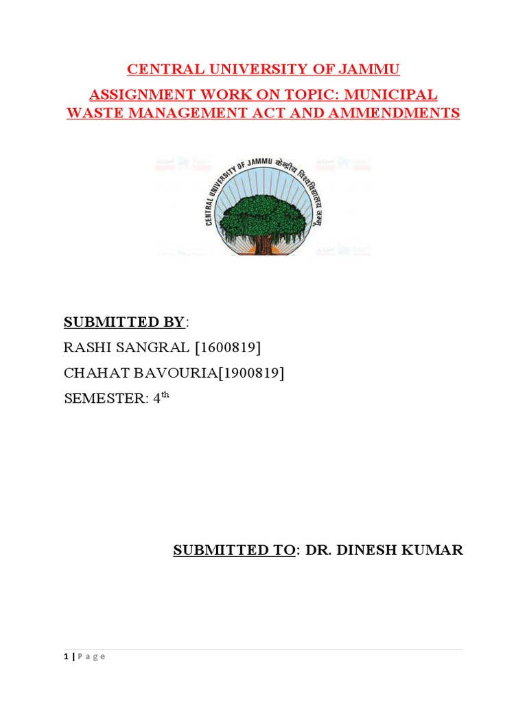 solid waste management assignment pdf
