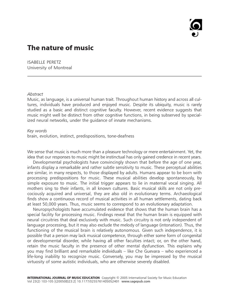 The Nature of Music | PDF | Emotions | Behavioural Sciences