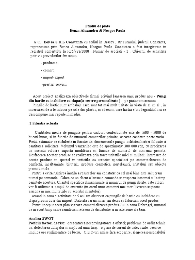 Studiu de Piata | PDF