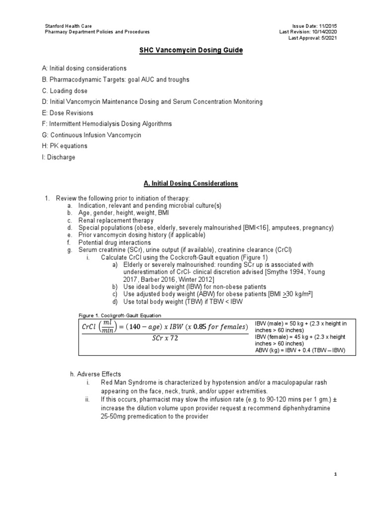 Vancomycin Dosing Guidelines for SHC | PDF | Wellness