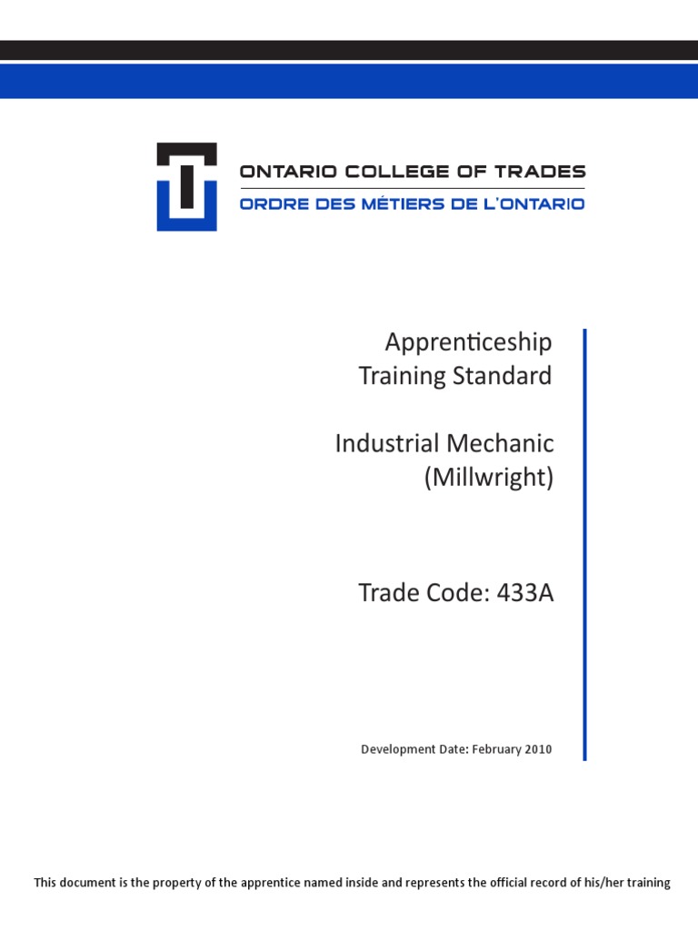 Industrial Mechanic Millwright 433A en TS3 PDF Apprenticeship