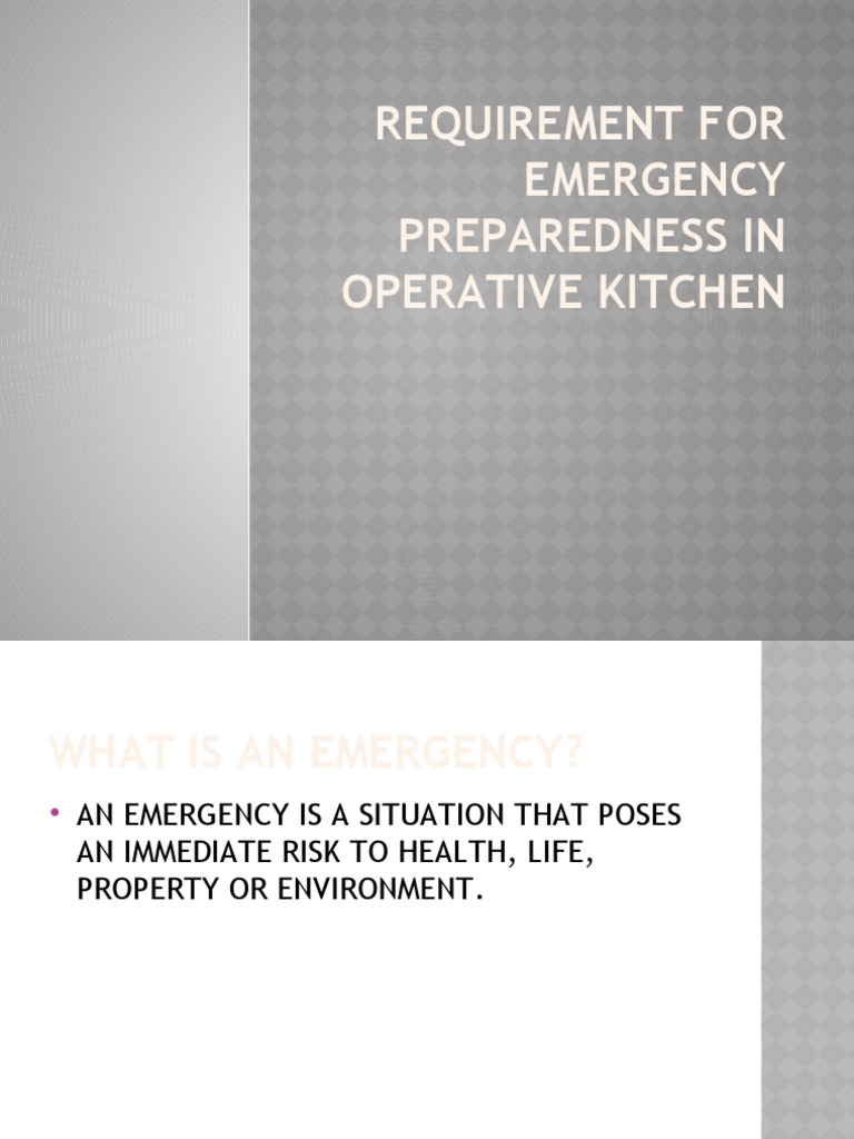 Kitchen Emergency Preparedness Guide | PDF | Emergency Evacuation | Kitchen