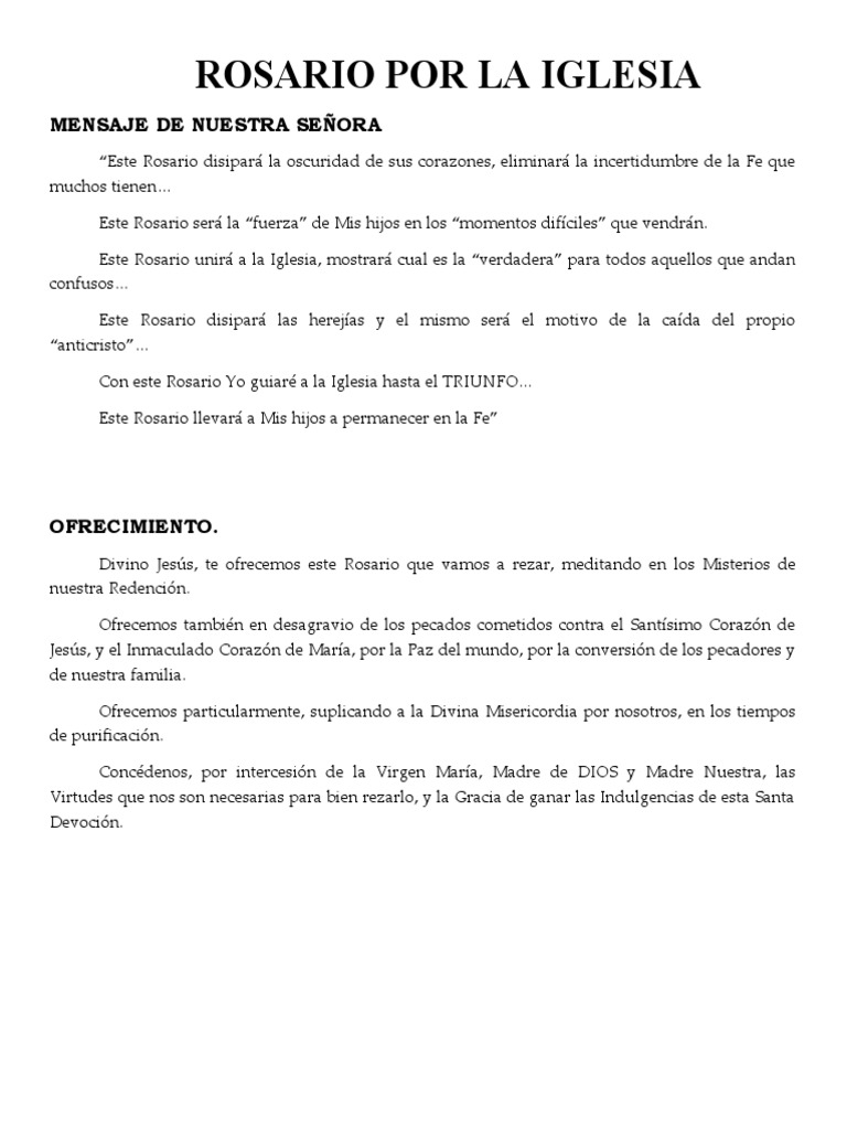 Rosario por la Iglesia y su Triunfo | PDF | Rosario | María, madre de Jesús