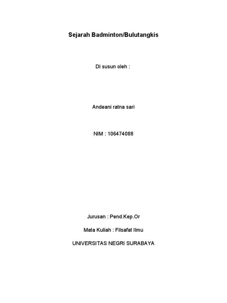 Makalah Sejarah Bulutangkis