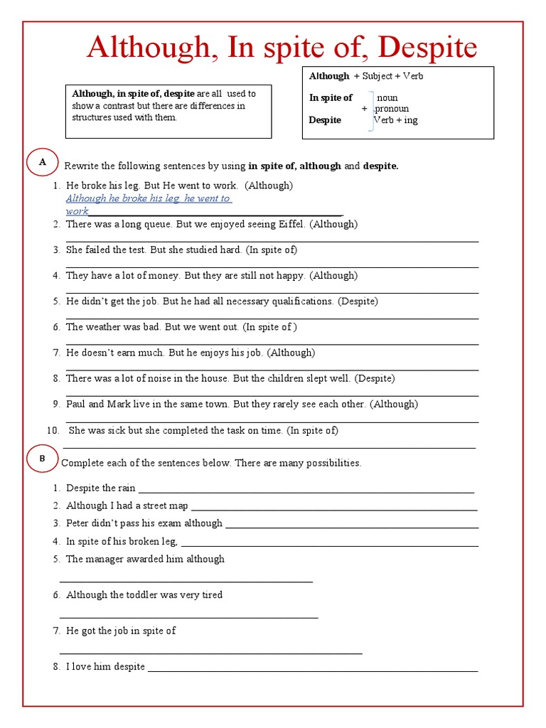 Contrast Sentence Rewrites Guide | PDF | Verb | Morphology
