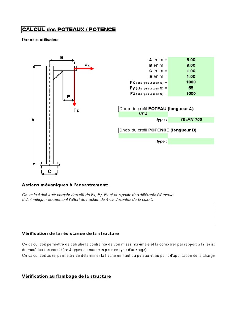 Calcul de charge pour potences IPN PDF Résistance des matériaux — free download