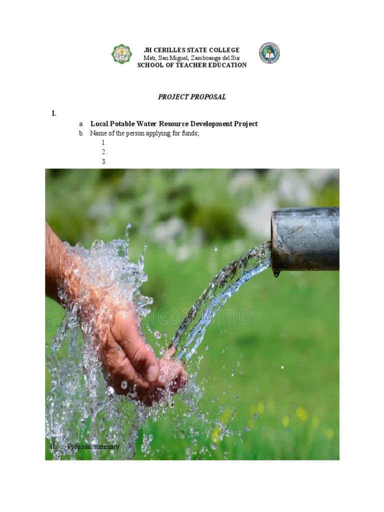 Project Proposal PDF Water Supply Drinking Water