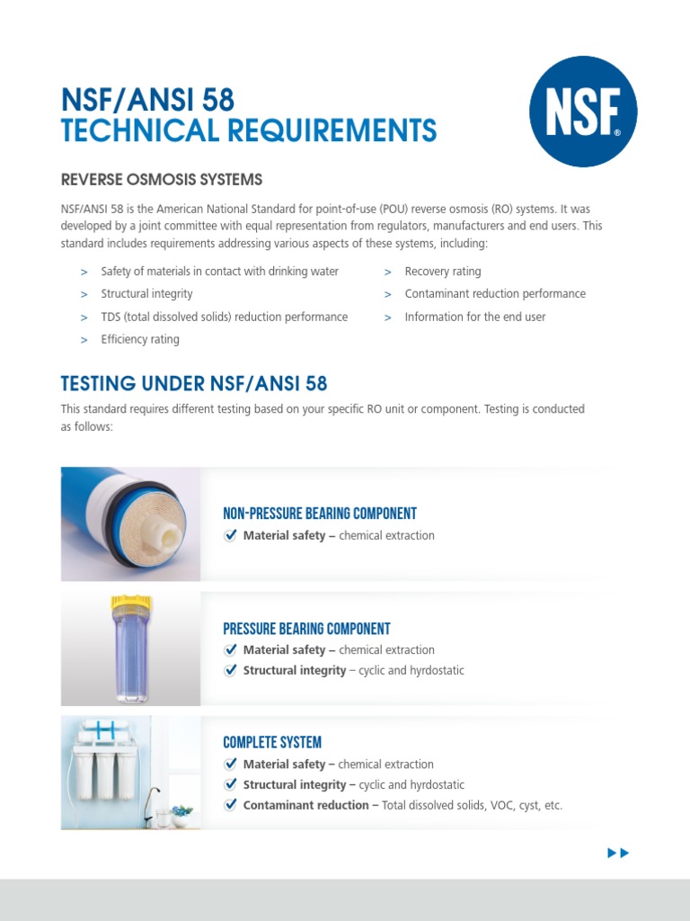 Technical Requirements: Nsf/Ansi 58 | PDF | Materials | Chemical Substances