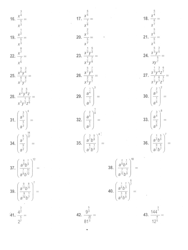 Ejercicios Sobre Leyes De Los Exponentes Pdf