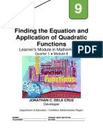 Finding The Equation and Application of Quadratic Functions: Learner's Module in Mathematics 9