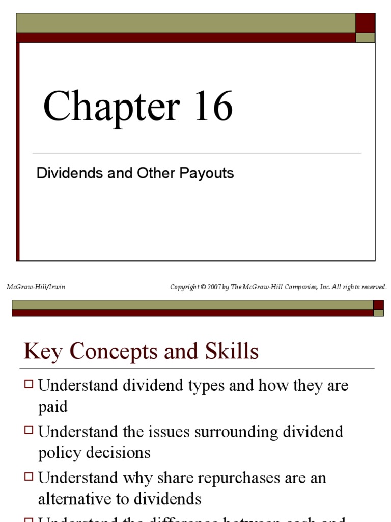 Dividends and Other Payouts | PDF | Dividend | Equity (Finance)