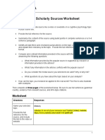 Popular Versus Scholarly Sources Worksheet