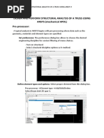 Design and Perform Structural Analysis of A Truss Using ANSYS (Mechanical APDL) Pre-Processor