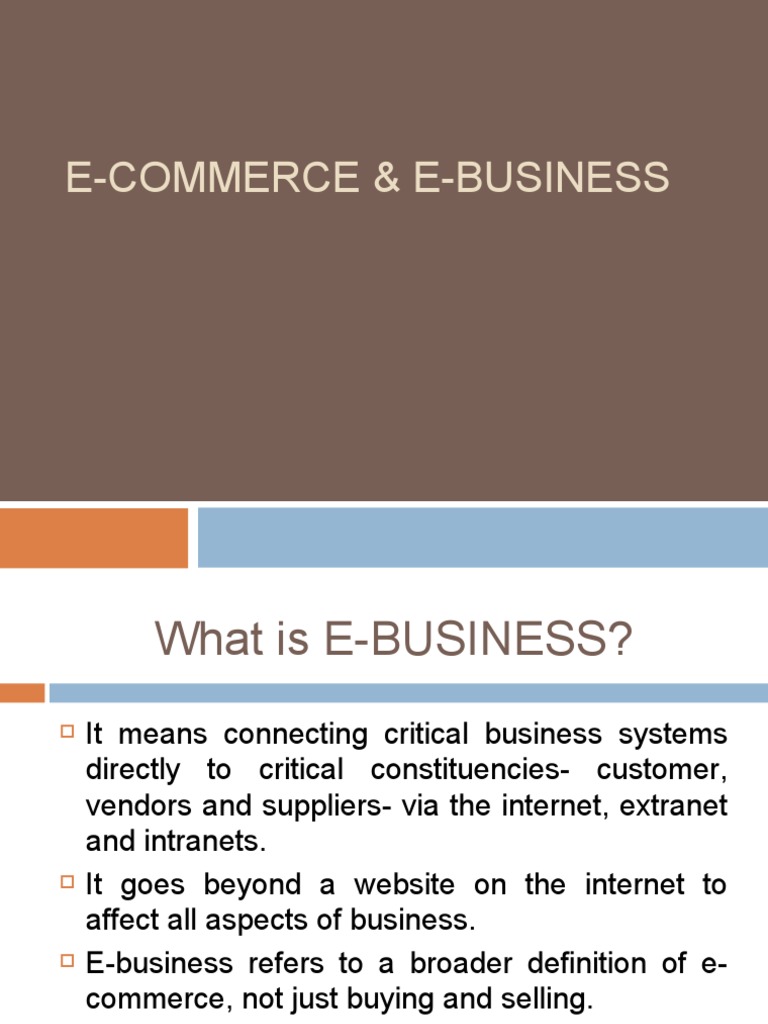 E-Business vs. E-Commerce Explained | PDF | Electronic Business | E ...