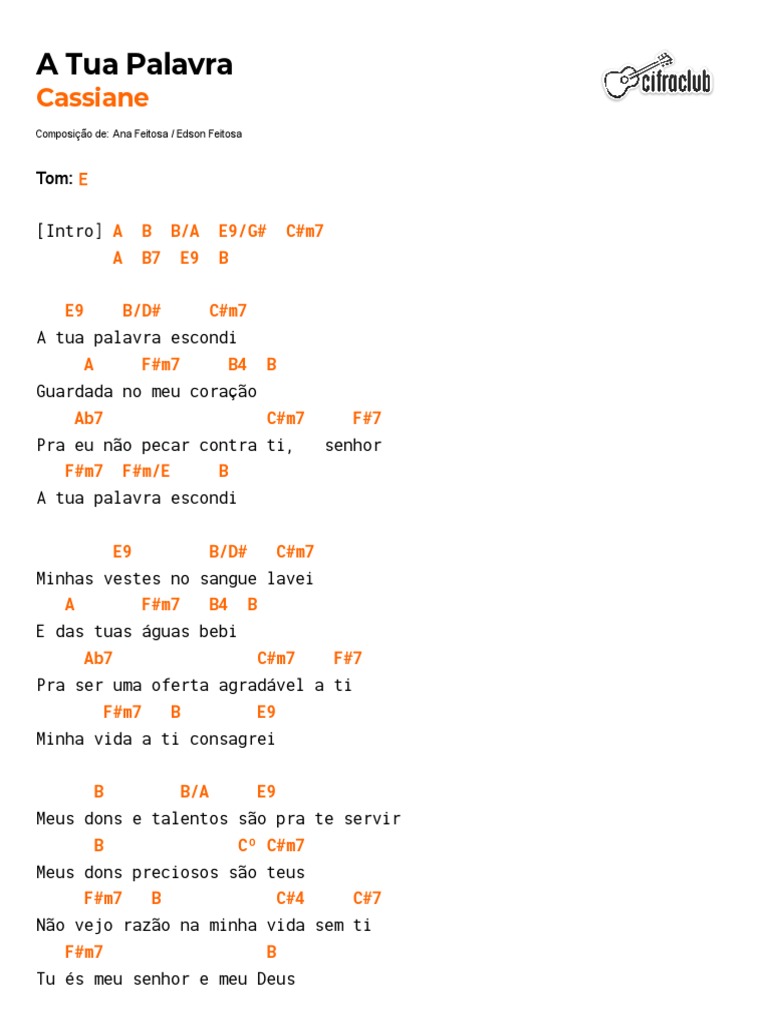 A Tua Palavra Escondi - Letra e Cifra | PDF