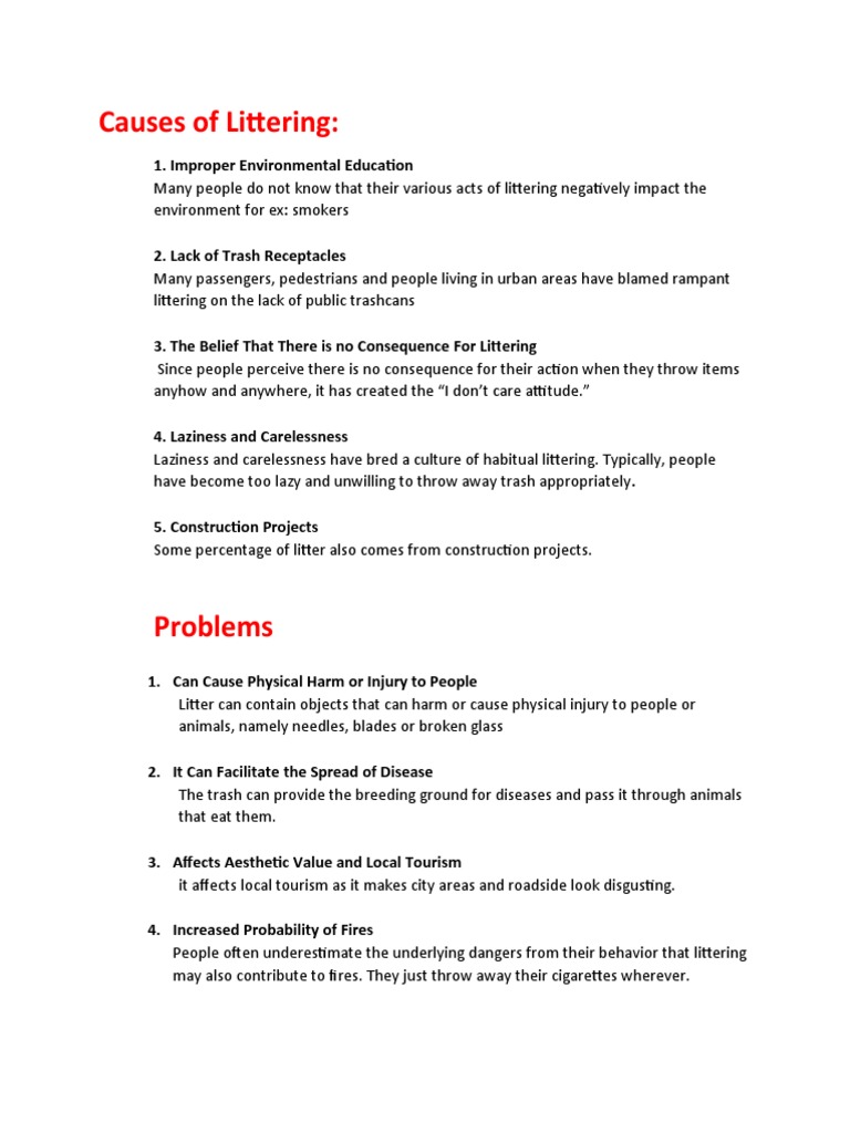 Causes of Littering PDF