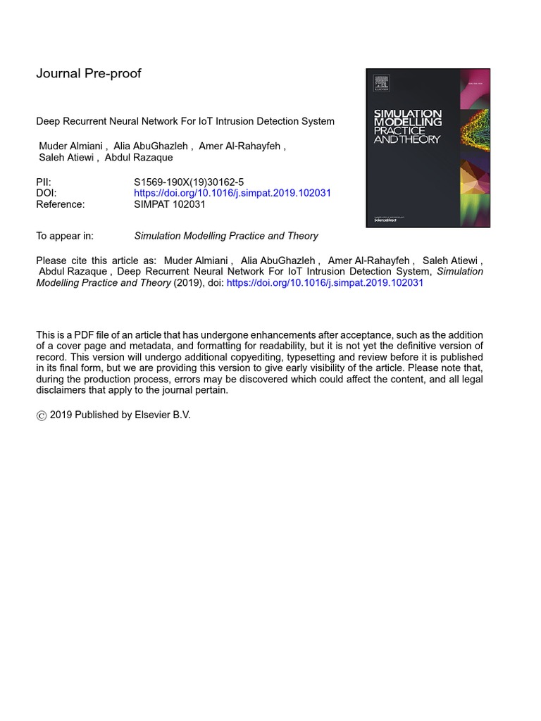 Deep Recurrent Neural Network For IoT Intrusion Detection System | PDF ...