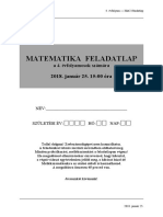 Matematika Feladatlap: 2018. Január 25. 15:00 Óra