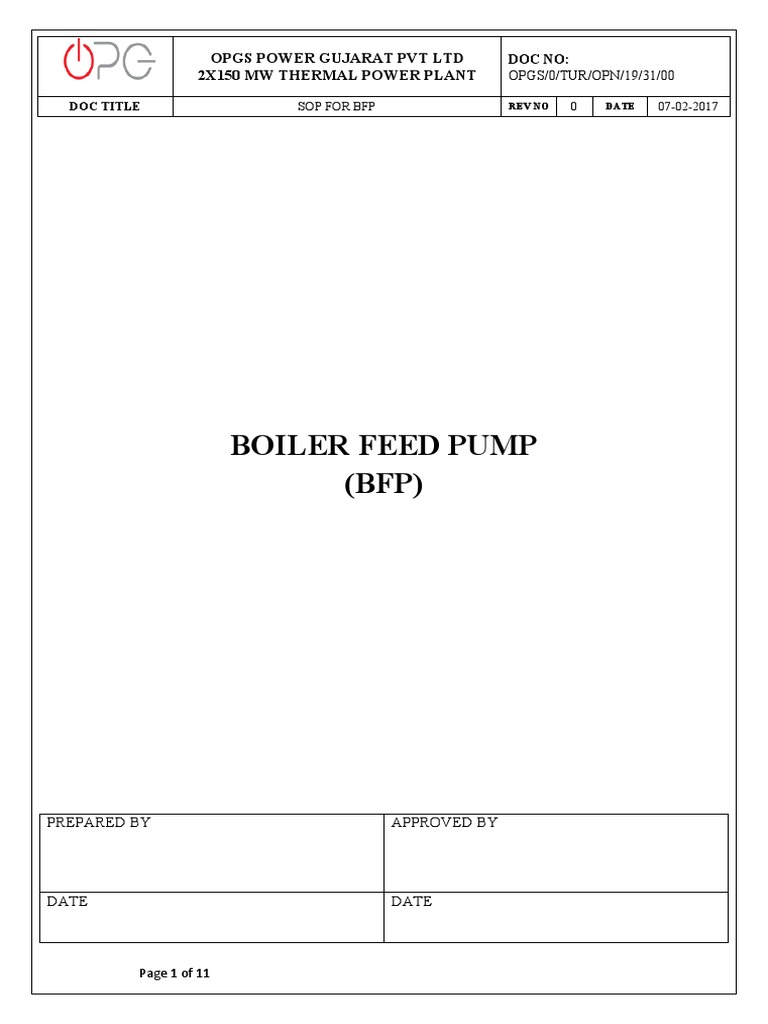 Boiler Feed Pump (BFP) Opgs Power Gujarat PVT LTD 2X150 MW Thermal