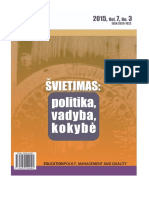 ŠVIETIMAS: POLITIKA, VADYBA, KOKYBĖ/EDUCATION POLICY, MANAGEMENT AND QUALITY, Vol. 7, No. 3, 2015