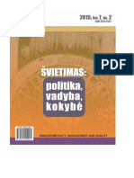 ŠVIETIMAS: POLITIKA, VADYBA, KOKYBĖ/EDUCATION POLICY, MANAGEMENT AND QUALITY, Vol. 7, No. 2, 2015