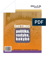 ŠVIETIMAS: POLITIKA, VADYBA, KOKYBĖ/EDUCATION POLICY, MANAGEMENT AND QUALITY, Vol. 6, No. 3, 2014