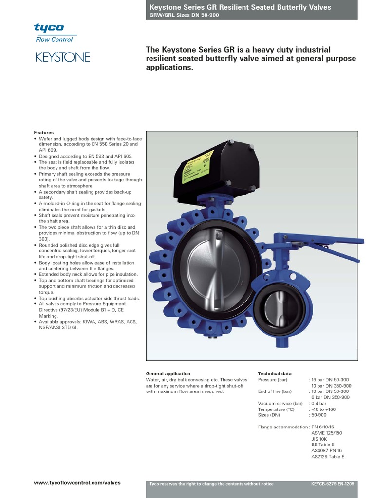 Keystone GR Resilient Butterfly Valves | PDF | Valve | Stainless Steel