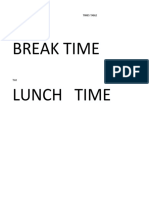 Break Time Lunch Time: Times Table Monday Maths English