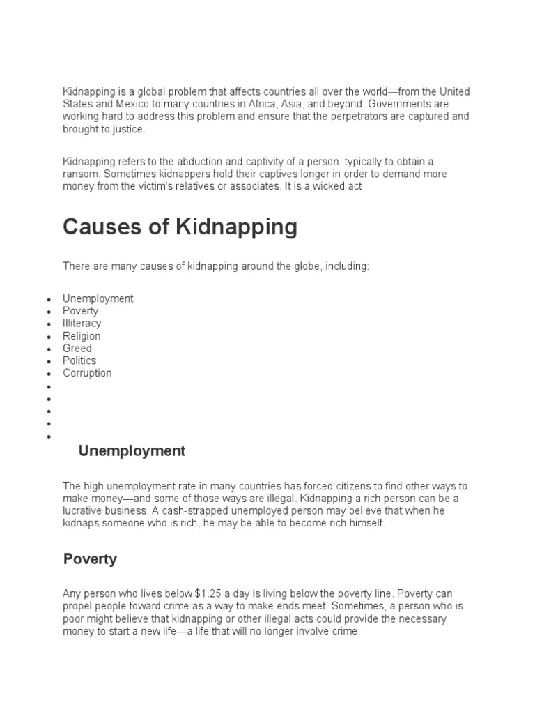 Causes of Kidnapping: Unemployment | PDF | Kidnapping | Literacy