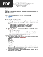 Week - 3 Lab - 2 Lab Aim: Understand The Conditional Statements and Looping Statements of