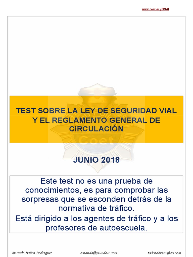 Test Ley Seguridad Vial 2018 | PDF | Peatonal | Seguridad vial