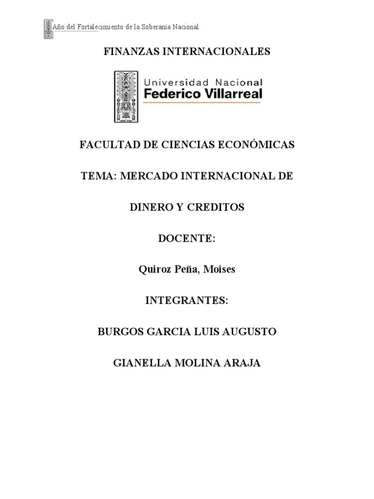Mercado Internacional Dinero y Creditos | PDF | Mercado (economía) | Bancos