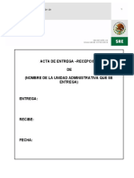 Acta de Entrega - Recepción DE (Nombre de La Unidad Administrativa Que Se Entrega)