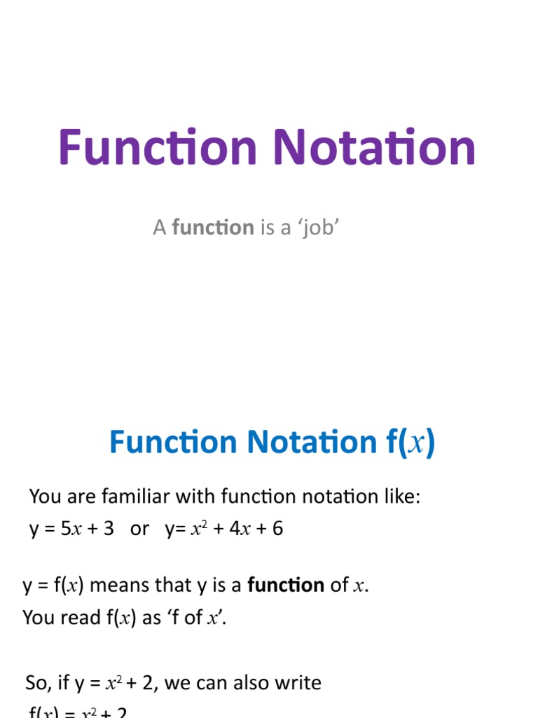 Function Notation: A Function Is A Job' | PDF
