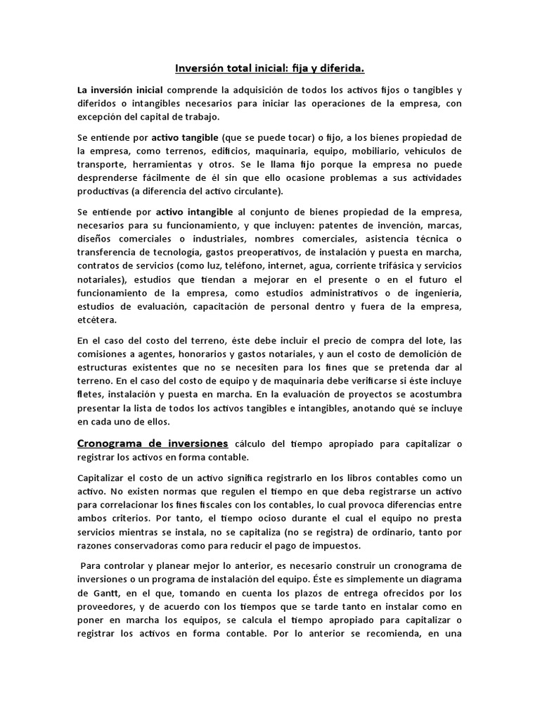 Inversión Total Inicial | PDF | Amortización (Negocio) | Contabilidad