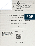 Informe sobre la Mina de Oro ¨San Antonito¨. Departamento Antofagasta de la sierra. Provincia de Catamarca