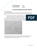 Worksheet For Characterizing Extrasolar Planets: Part 1: Radial Velocity