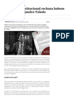 Tribunal Constitucional Rechaza Habeas Corpus de Alejandro Toledo - La Ley - El Ángulo Legal de La Noticia