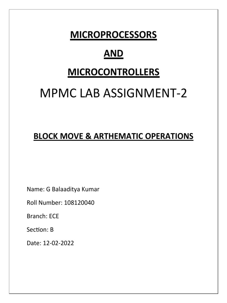 MPMC Lab Assignment-2: Microprocessors AND Microcontrollers | PDF ...